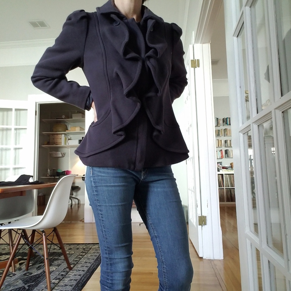 INC Navy Ruffled Jacket - Picture 4 of 4